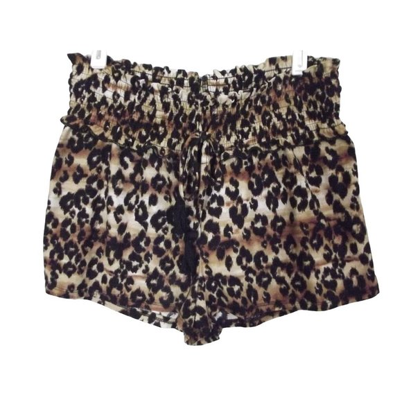 Derek Heart Shorts Jr Large Animal Print Soft Knit stretch shirred drawstring - Picture 1 of 7